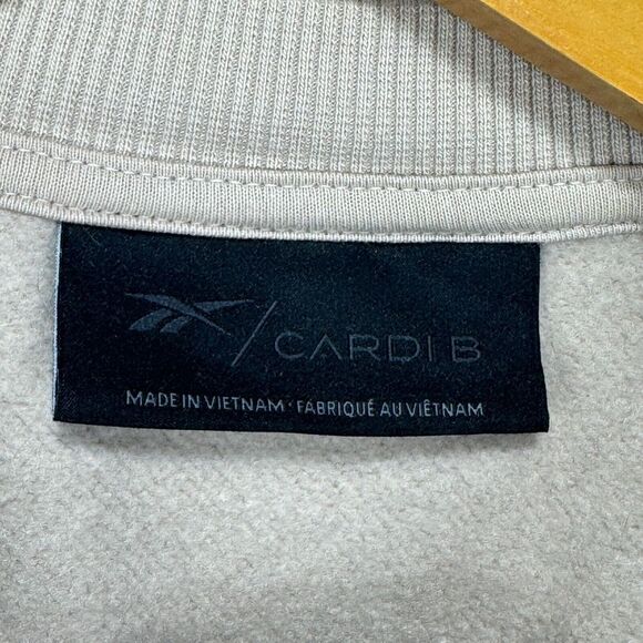 Reebok x Cardi B Crop Top Sweatshirt Sweater Women Large Beige Cotton Blend - Picture 3 of 10